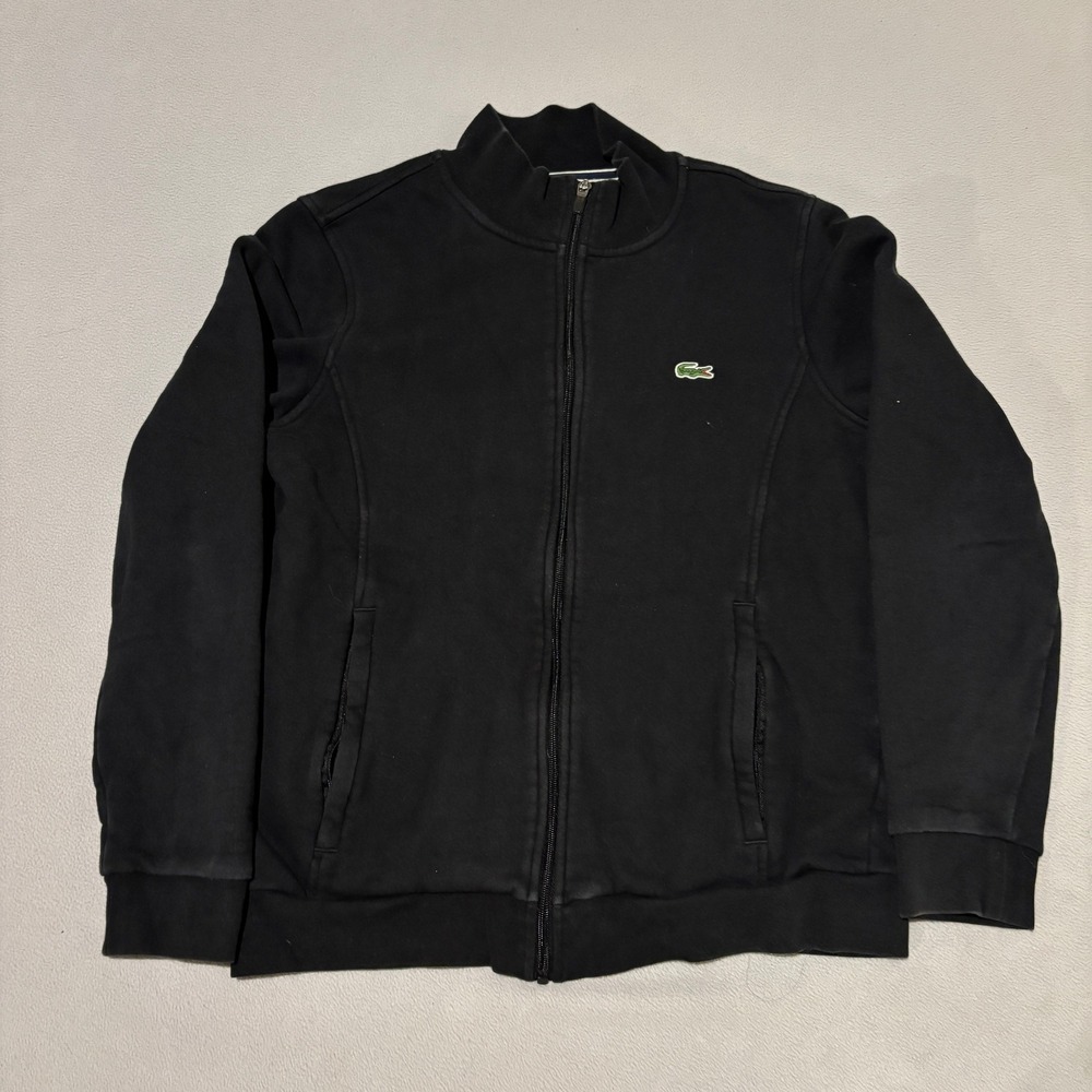 Lacoste Sport Mens Full Zip Sweatshirt Black Fleece Medium Golf Preppy Casual
